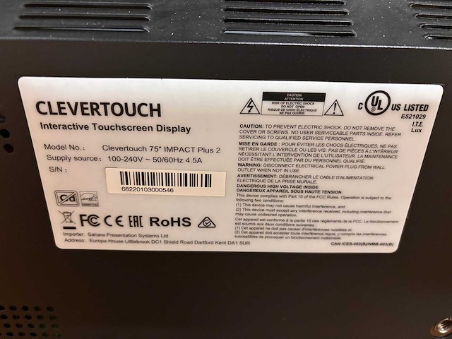 2022 clevertouch impact plus 2 interactive touchscreen 75” - afbeelding 3 van  4