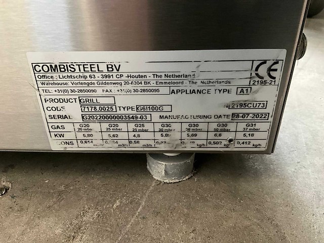 2022 combisteel g61100g gasbakplaat / grill - afbeelding 7 van  7