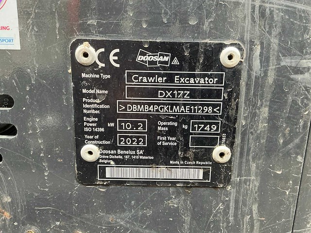 2022 doosan dx17z minigraafmachine - afbeelding 30 van  35