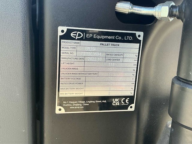 2022 ep epl154 elektrische palletwagen - afbeelding 8 van  8