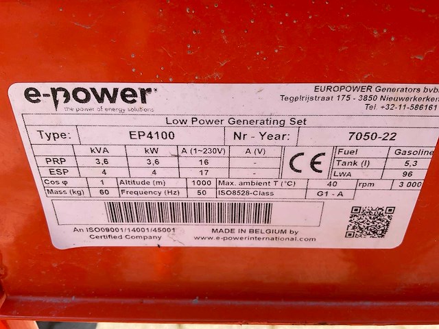 2022 europower ep4100 stroom aggregaat - afbeelding 9 van  9