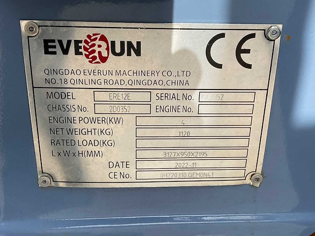 2022 everun ere12e rupsgraafmachine - afbeelding 10 van  14