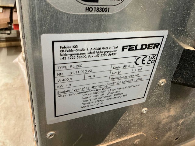 2022 felder rl 200 filter afzuiginstallatie - afbeelding 12 van  15