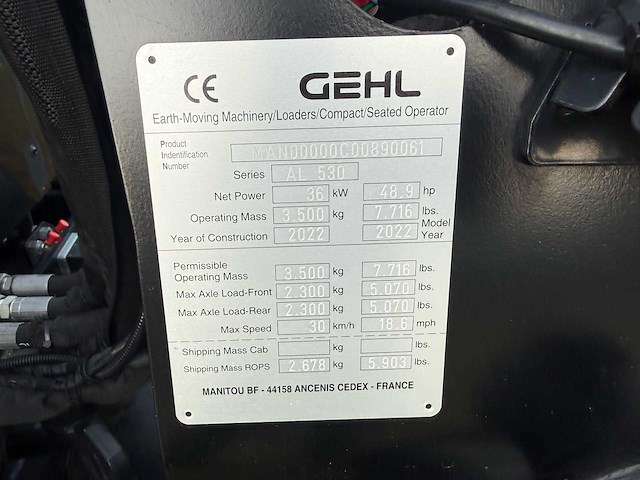 2022 gehl al530 shovel - afbeelding 3 van  11