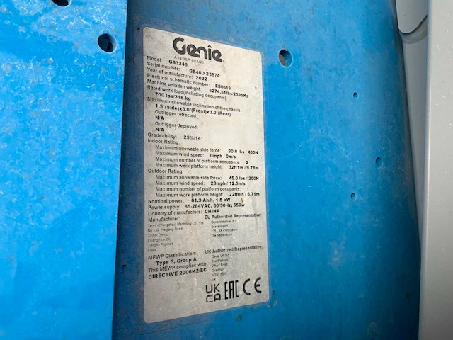 2022 genie gs-3246 hoogwerker - afbeelding 16 van  16