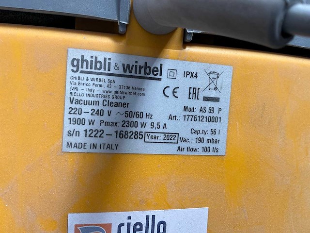2022 ghibli&wirlbel as59p industriële stofzuiger - afbeelding 5 van  5