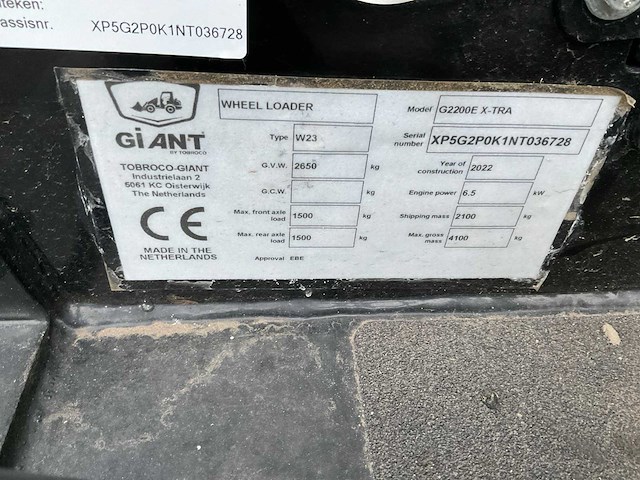 2022 giant g2200e x-tra minishovel - afbeelding 7 van  13