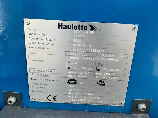 2022 haulotte star 10 ae hoogwerker - afbeelding 2 van  16