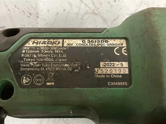2022 hikoki g3613db haakse slijpmachine - afbeelding 6 van  6