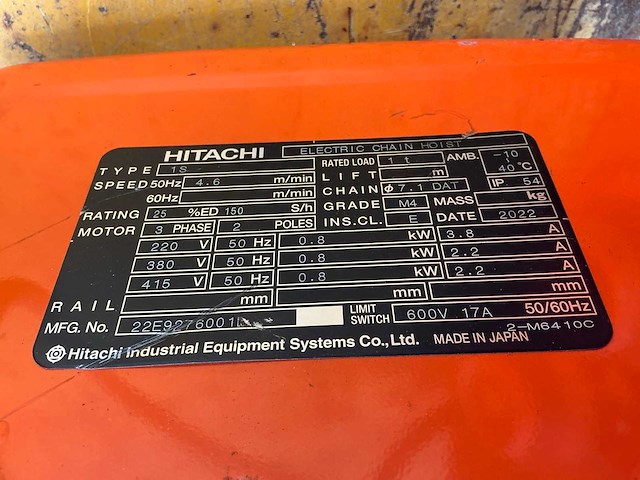 2022 hitachi 1s kettingtakel - afbeelding 6 van  6