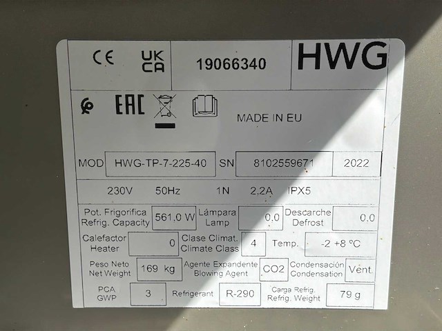 2022 hwg tp7-225-40 koelwerkbank - afbeelding 5 van  6