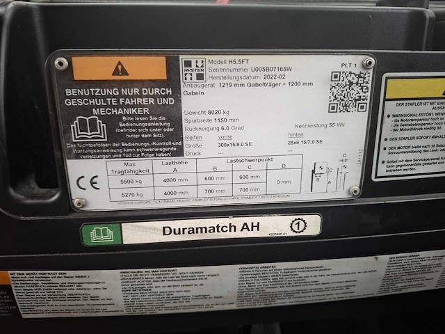 2022 hyster h5.5ft vorkheftruck - afbeelding 10 van  18