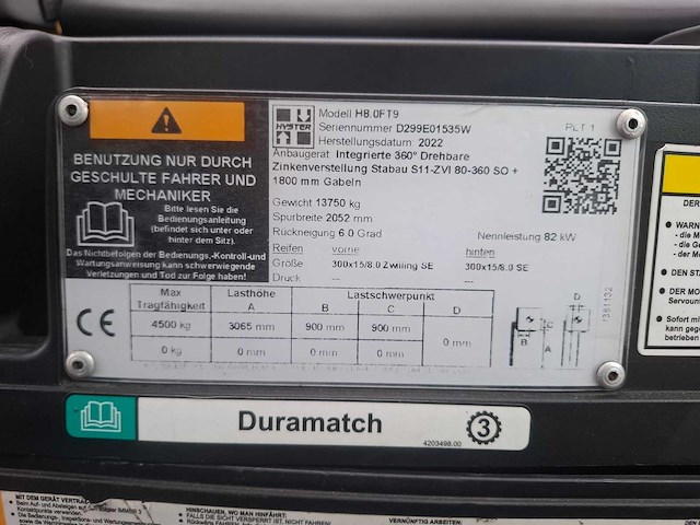 2022 hyster h8.0ft9 vorkheftruck - afbeelding 11 van  25