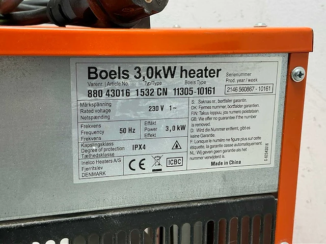 2022 inelco 88043007 dania 3.3kw elektroheater 3kw - afbeelding 5 van  7