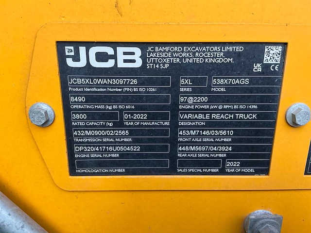 2022 jcb 538-70 agri s - verreiker - afbeelding 35 van  35
