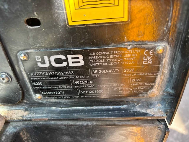 2022 jcb tlt 35-26d 4wd industrypro telescoopheftruck 3.500 kg - afbeelding 4 van  12