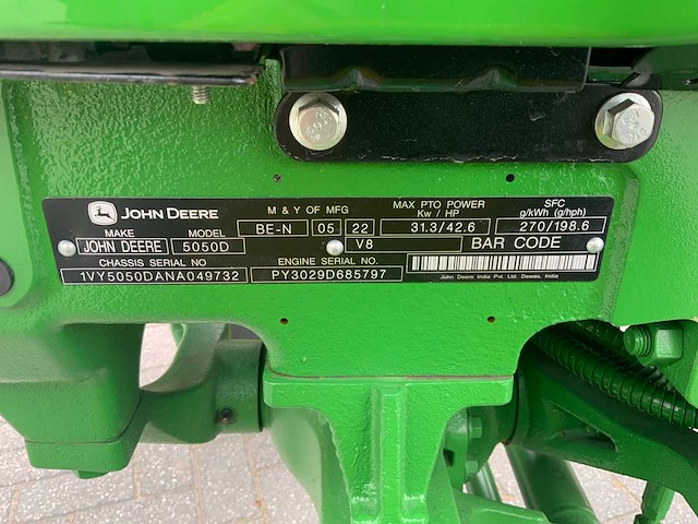 2022 john deere 5050d vierwielaangedreven landbouwtractor “ongebruikt” - afbeelding 22 van  28