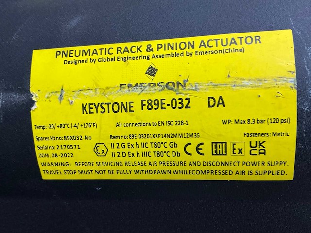 2022 keystone f89e-032 hydraulische vlinderklep - afbeelding 6 van  6