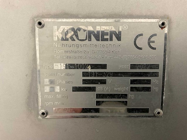 2022 kronen 191-1002- voedselverwerkingsmachine - afbeelding 5 van  6