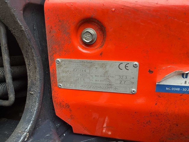 2022 kubota kx019-4 minigraafmachine - afbeelding 8 van  16