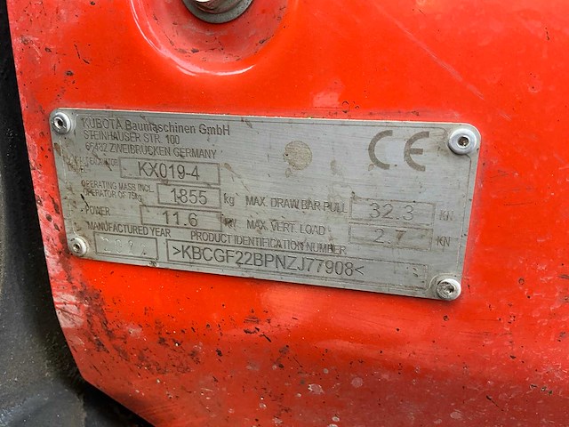 2022 kubota kx019 minigraafmachine met machinetransporter - afbeelding 4 van  16
