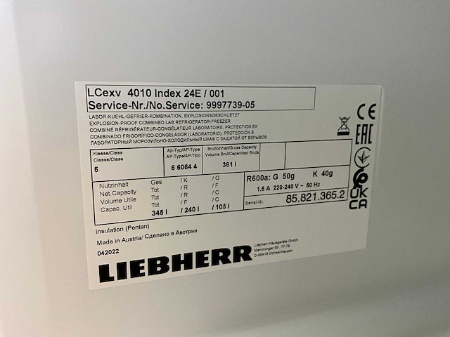 2022 liebherr lcexv 4010 mediline explosiebestendig gecombineerd laboratorium koelkast-vriezer - afbeelding 8 van  8