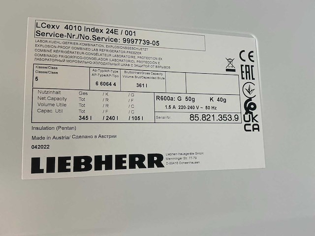 2022 liebherr lcv 4010 laboratorium koelkast/vriezer combinatie - afbeelding 2 van  11