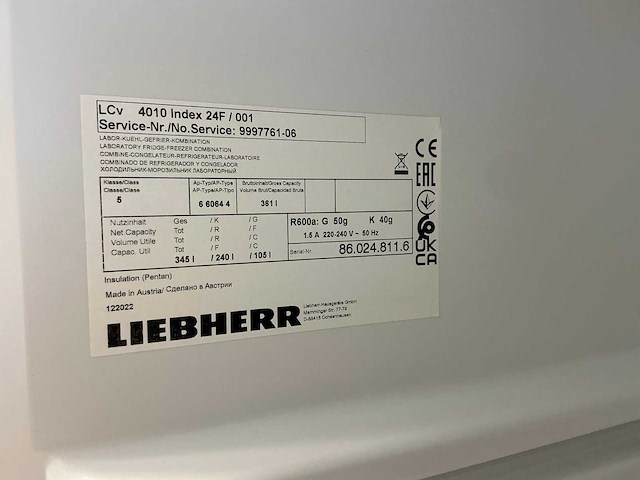 2022 liebherr lcv 4010 mediline laboratorium koelkast/vriezer combinatie - afbeelding 4 van  13