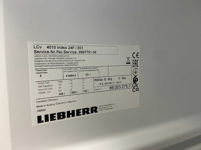 2022 liebherr lcv 4010 mediline laboratorium koelkast/vriezer combinatie - afbeelding 3 van  12