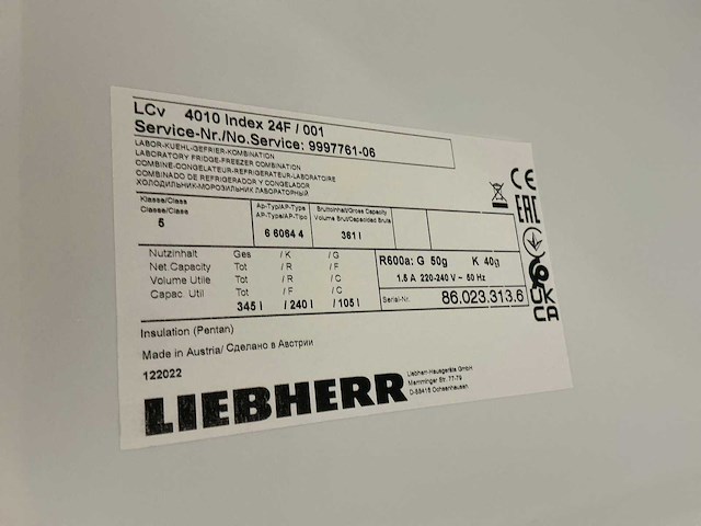 2022 liebherr lcv 4010 mediline laboratorium koelkast/vriezer combinatie - afbeelding 6 van  8