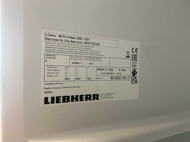 2022 liebherr lcv 4010 mediline laboratorium koelkast/vriezer combinatie - afbeelding 8 van  9
