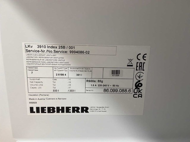 2022 liebherr lkv 3910 mediline laboratoriumkoelkast - afbeelding 7 van  12