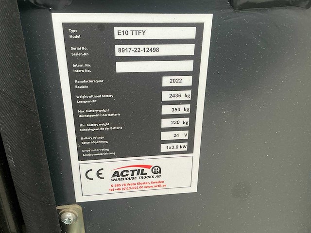 2022 linde e10 ttfy compacte vorkheftruck - afbeelding 15 van  17