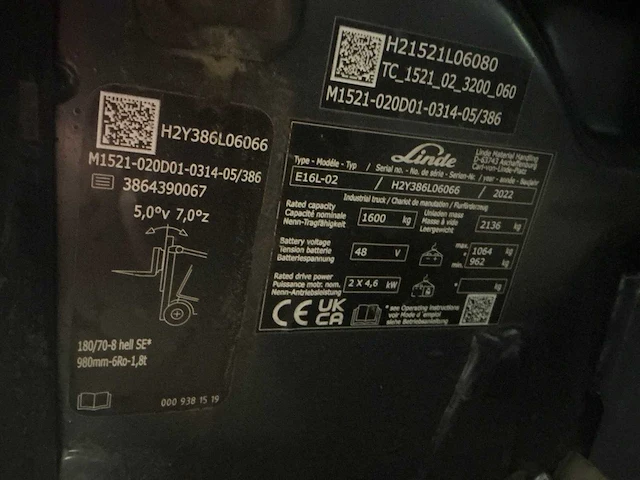 2022 linde e16l-02 vorkheftruck - afbeelding 9 van  17