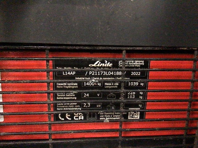 2022 linde l14ap stapelaar - afbeelding 9 van  10