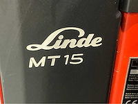 2022 linde mt 15 1500kg interne lader elektrische palletwagen - afbeelding 7 van  8