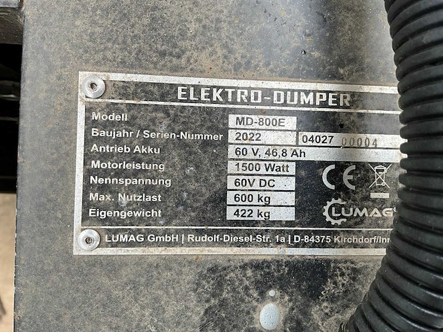 2022 lumag md-800e elektrische rupsdumper - afbeelding 3 van  11