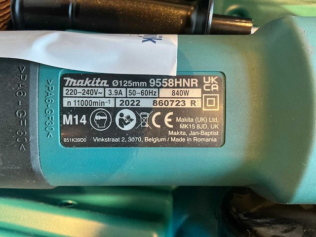 2022 makita 9558hnr haakse slijpmachine - afbeelding 1 van  1