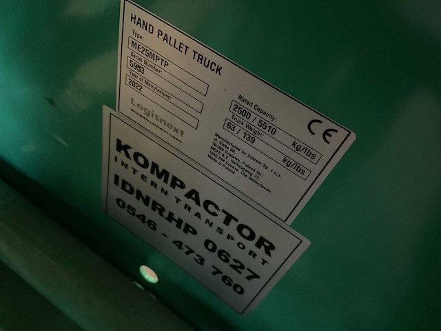 2022 mitsubishi me25mptp hand hydraulische palletwagen - afbeelding 5 van  5