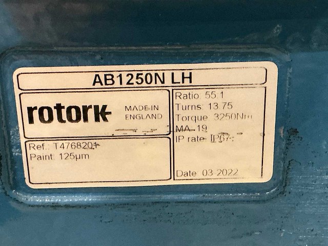 2022 rotork ab1250n lh vlinderklep - afbeelding 6 van  6