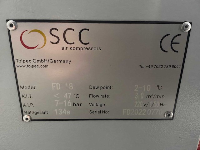 2022 scc smart 18 td schroef luchtcompressor - afbeelding 7 van  8