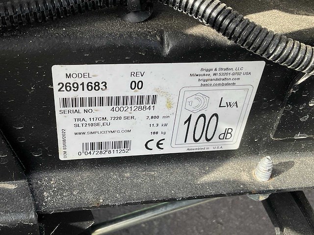 2022 simplicity slt210se zitmaaier, 46” - afbeelding 4 van  13