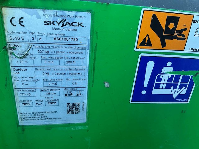 2022 skyjack sj16e hoogwerker - afbeelding 4 van  12