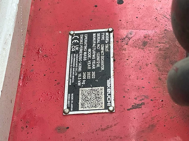 2022 takeuchi tb225 minigraafmachine - afbeelding 38 van  43