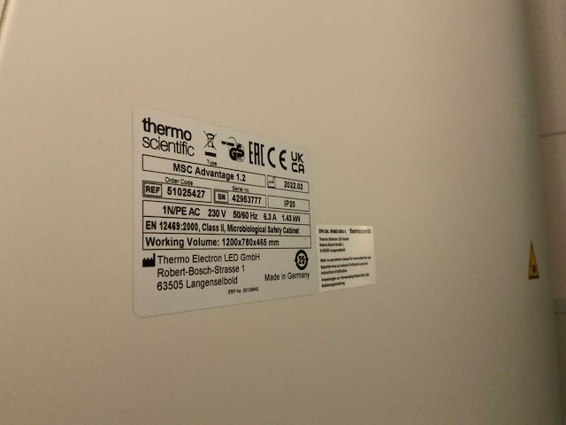 2022 thermo scientific msc advantage 1.2 bioveiligheidskast - afbeelding 6 van  13