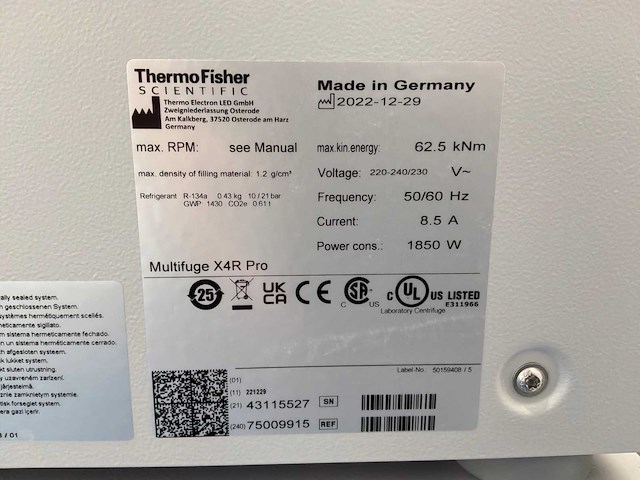 2022 thermo scientific multifuge x4r pro centrifuge - afbeelding 6 van  6