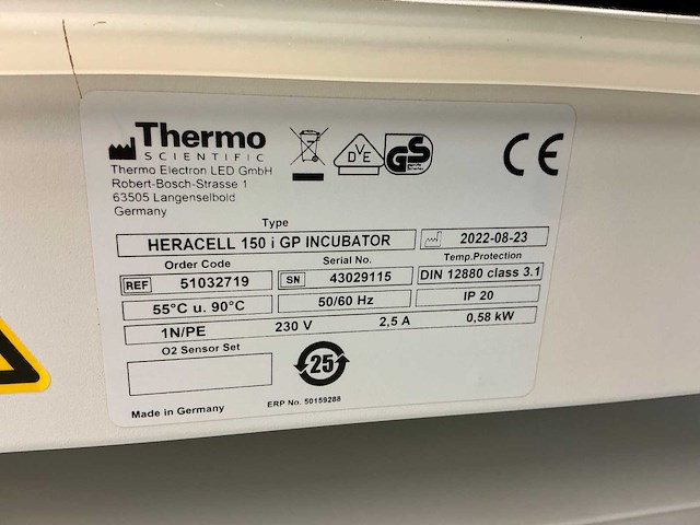2022 thermowetenschappelijke heracell 150i gp laboratorium co2-incubator (2x) - afbeelding 10 van  10