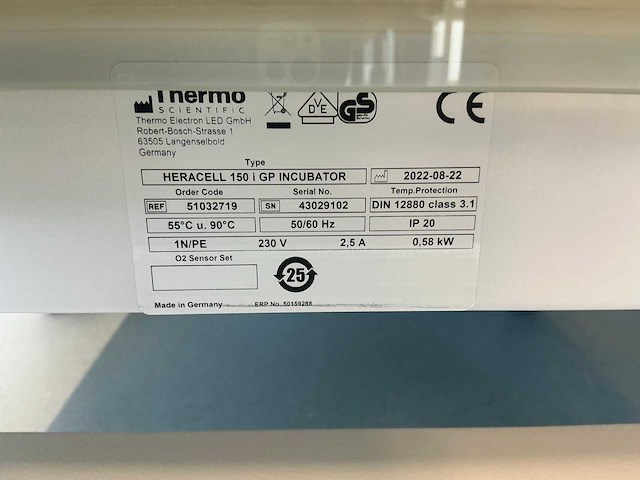 2022 thermowetenschappelijke heracell 150i gp laboratorium co2-incubator (2x) - afbeelding 3 van  11