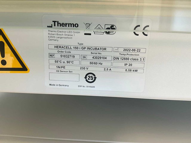 2022 thermowetenschappelijke heracell 150i gp laboratorium co2-incubator (2x) - afbeelding 11 van  11