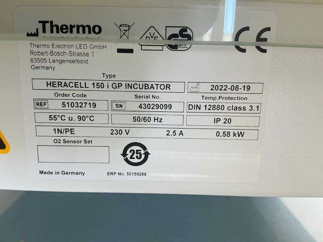 2022 thermowetenschappelijke heracell 150i gp laboratorium co2-incubator (2x) - afbeelding 3 van  11